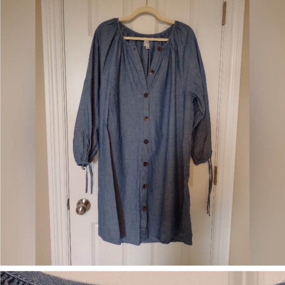 J. Crew Blue Chambray Button-Front Mini Dress